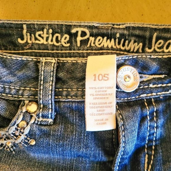 2 pair of Justice Girl's Cut Off Denim Shorts w/ Front Zippers - Girls Size 10 - Picture 4 of 8